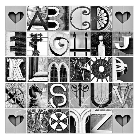 I really want to do one of these for a Christmas gift using my own pictures of letters. Letter Art Photography Alphabet, Letter Art Photography, Nature Letters, Alfabet Font, Letter Photography, Funky Fonts, Alphabet Photography, Abc Art, Alphabet Photos