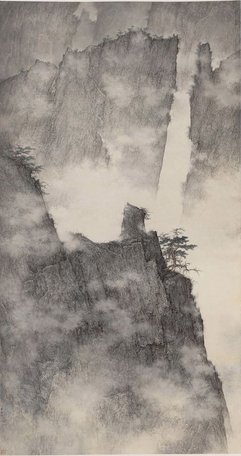 Li Huayi fuses a traditional Chinese painting style with modern American abstraction to create ethereal, misty landscapes. Trained as a painter from a young age, Li was forced into a “worker artist” job during the Cultural Revolution before relocating to San Francisco, where the dramatic scenery ... Artemis Dreaming, Huangshan, Color Plate, Chinese Landscape Painting, Chinese Art Painting, Chinese Brush Painting, Asian Painting, Chinese Landscape, Tinta China