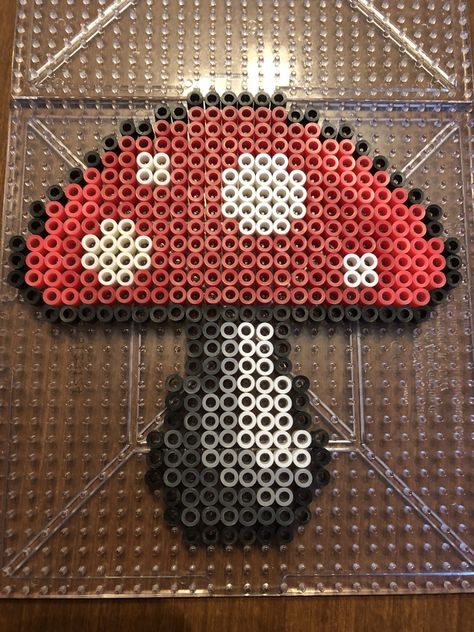 Harvest Moon Perler Beads, Dnd Perler Bead Patterns, 29x29 Perler Bead Patterns, Mushroom Perler Bead Patterns, Beads Mushroom, Mushroom Perler, Easy Perler Bead Patterns, Pearl Beads Pattern, Easy Perler Beads Ideas