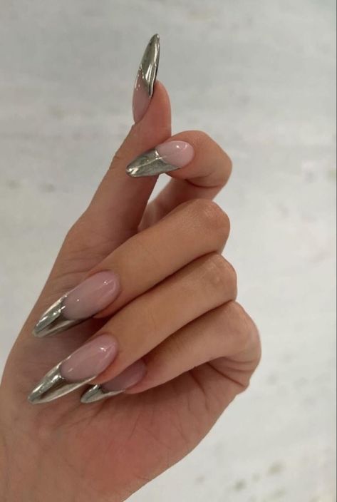 Jenner Nails, French Nails, Long Nails, Nail Tips, Kylie Jenner, Nail Polish, Nails, Silver