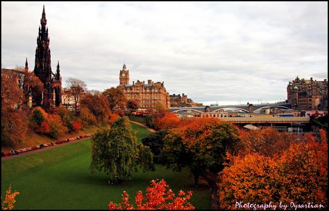 Autumn, Edinburgh city, princes street gardens, Balmoral Hotel. Edinburgh Autumn, Kebab Shop, Jewellers Shop, Scott Monument, Rail Station, Sir Walter Scott, Edinburgh City, Walter Scott, Edinburgh Scotland