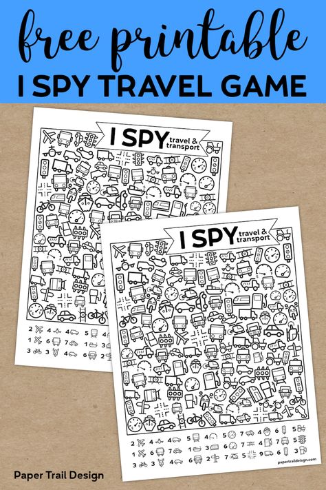 Free Printable I Spy Road Trip Activity {Travel & Transport}. Fun boredom buster kids game for a rainy day, or summer activity. #papertraildesign #ispy #kids #kidsprintables #printablesforkids #kidsactivity #boredomebuster Kids Travel Activities, Paper Trail Design, Car Activities, Road Trip Activities, I Spy Games, Trail Design, Disney Paris, Road Trip Games, Summer Activity