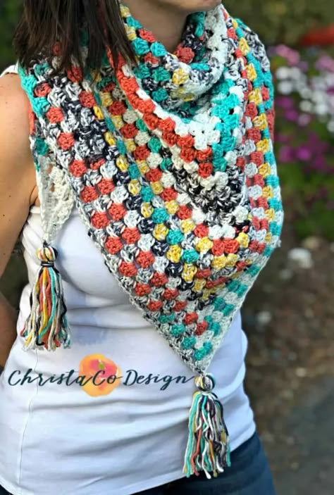 Crochet Granny Shawl, Crochet Triangle Head Scarf, Easy Crochet Triangle Scarf, Crochet Triangle Kerchief, Granny Triangle Bandana, Crochet Triangle Granny Scarf, Crochet Triangle Pattern, Granny Triangle, Leg Warmers Crochet Pattern