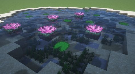 Blooming lily pads : DetailCraft Minecraft Lily Pad, Cute Minecraft House, Minecraft Small House, Cute Minecraft, Minecraft Decoration, Minecraft World, Minecraft Blocks, Coral Decor, Cute Minecraft Houses