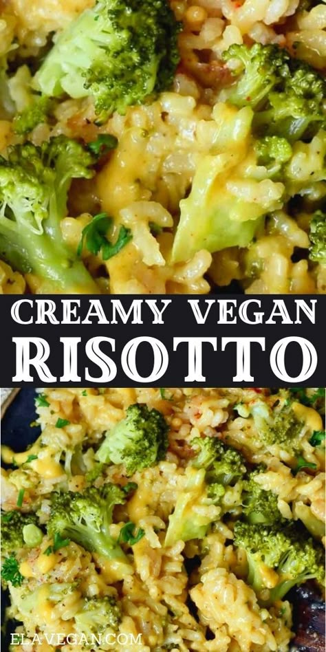 Quick Vegan Gluten Free Dinner, Broccoli Vegan Recipes, Vegan Gluten Free Dinner Recipes, Vegan Italian Dishes, Vegan Gluten Free Side Dishes, Ella Vegan Recipes, Risotto Meals, Gluten Free Risotto, Italian Vegan Recipes