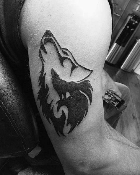 Arm Wolf Male Animal Tribal Tattoo Design Inspiration Elk Tattoo, Animal Tattoos For Men, Stammestattoo Designs, Masculine Design, Wolf Tattoo Design, Wolf Tattoos, Tattoo Stencils, Picture Tattoos, Tattoo Designs Men