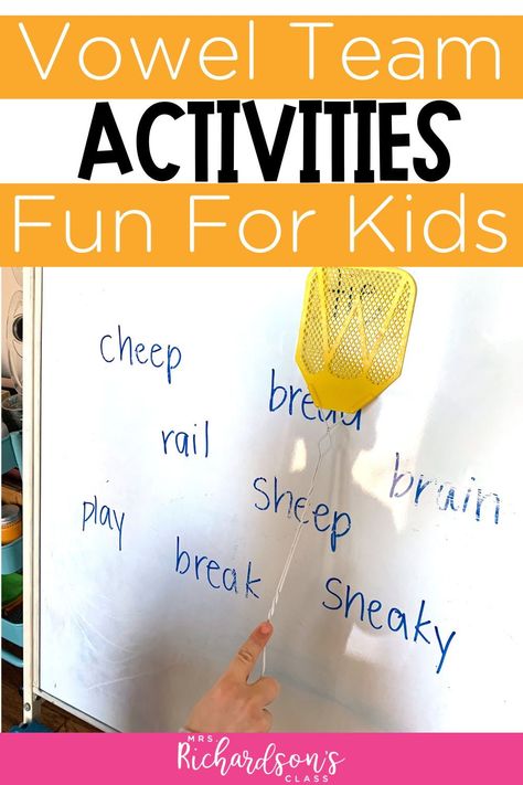 Are you looking for fun and effective activities to teach vowel teams? These teaching tips will help you teach reading skills by explicitly teaching phonics skills including vowel teams. Add these 6 activities to your reading small groups lesson plans today! Get activity ideas including games, word sorts, read alouds, and more! Read more here! Vowel Team Activities, Vowel Teams Activities, Reading Small Groups, Vowel Team Words, Teaching Vowels, Phonics Chart, Improve Reading Skills, Vowel Teams, Literacy Centers Kindergarten