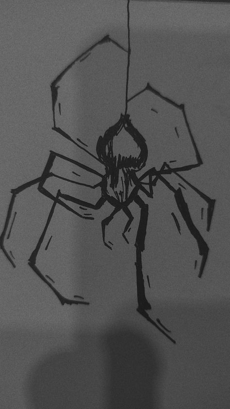 Scary Halloween Drawings Ideas, Creepy Scribble Art, Monster Sketch Easy, Gothic Sketchbook Ideas, How To Draw Monsters Step By Step, Creepy Drawing Easy, Disturbing Doodles, Wendigo Drawing Easy, Scary Spider Drawing