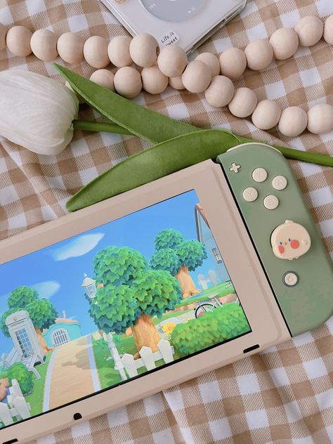 Nintendo Switch Aesthetic Green, Nintendo Switch Pokemon Aesthetic, Green Nintendo Switch Png, Zelda Switch Aesthetic, Cozy Gamer Aesthetic Switch, Nintendo Lite, Nintendo Switch Animal Crossing, Nintendo Switch Case, Gaming Desk Setup