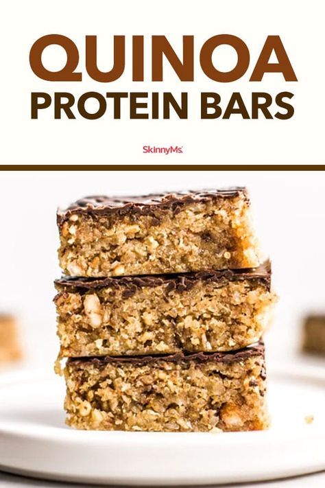 Quinoa Protein Bars Low Fat Protein Bar, Roadtrip Healthy Food, Quinoa Crunch Bars, Protein Bar Recipe, Healthiest Nut Butter, Quinoa Bars, Chocolate Quinoa, Healthy Protein Bars, High Protein Bars