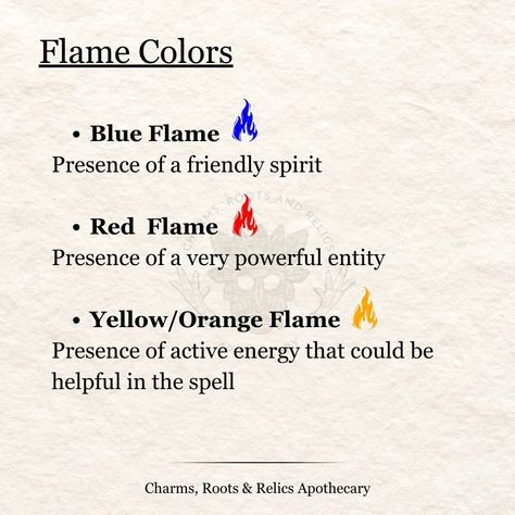 Candle & Flame Reading is a Hoodoo practice that you will learn in time through experience. When you light a candle and put it in a spiritual element, it draws on the energy in the environment and you can read the flames to interpret the energy of the spell and of the space you are in. I've shared some basic pointers on flame reactions. ⚠️ Be sure to conduct any spellwork involving flames in a controlled environment away from any flammable materials. Do NOT leave burning candles unsupervis... Read Candle Flame, Orange Candle Spell, How To Read Flames, Flame Meaning Witch, Reading Flames, How To Read Candle Flames, Incense Magic, Candle Meanings, Magickal Correspondences