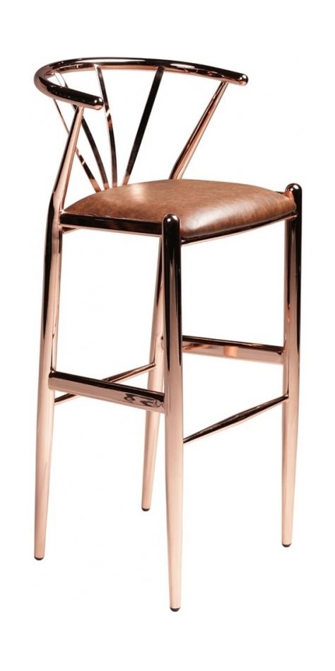 Bar stool with copper-plated metal legs Clear Bar Stools, Copper Bar Stools, Bar Stools Uk, Wrought Iron Bar Stools, Acrylic Bar Stools, Gold Bar Stools, Rose Gold Kitchen, Retro Dining Chairs, Iron Bar Stools