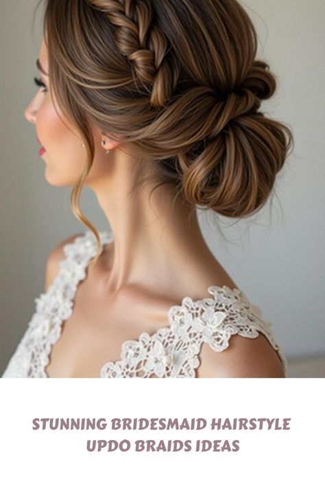 Stunning Bridesmaid Hairstyle Updo Braids Ideas Wedding Hairstyles Simple Updo, Bridal Party Hair Updo, Easy Simple Updos For Long Hair, Simple Wedding Hair Updo, Wedding Hair Up Do, Braided Bridesmaid Hairstyles, Wedding Bridesmaid Hairstyles, Bridesmaids Updos, Simple Wedding Updo