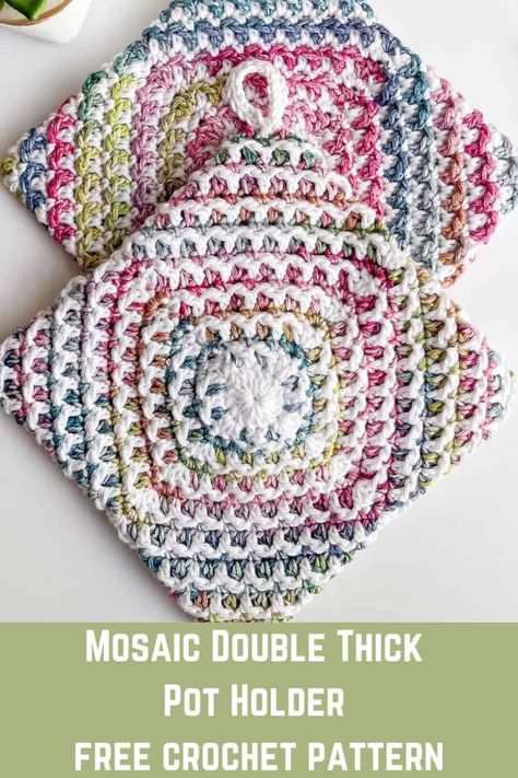 Easy Crochet PotHolder made from a Square free pattern! - Nana's Crafty Home Crochet Hot Mats Free Pattern, Crochet Granny Square Potholder, Best Crocheted Gifts, Crochet Pot Holders Free Pattern Vintage, Crochet Kitchen Accessories, Crocheted Pot Holders, Crochet Pot Holders Free Pattern Easy, How To Diy, Crochet Coaster Holder