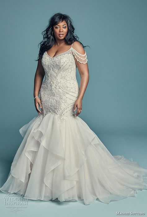 Maggie Sottero. Follow us @SIGNATUREBRIDE on Twitter and on FACEBOOK @ SIGNATURE BRIDE MAGAZINE Plus Wedding Dresses, Plus Size Wedding Gowns, Plus Size Bride, Maggie Sottero Wedding Dresses, Kleinfeld Bridal, City Hall Wedding, White Wedding Dress, Lace Bridal Gown, Maggie Sottero