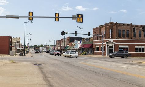 https://flic.kr/p/xckrBa | Main Street | The main street in Prague, Oklahoma on a typical day in small town America. Tire Swings, Stick Season, Oklahoma Travel, America Photo, Great American Road Trip, Oklahoma History, Town Ideas, Small Town America, American Road