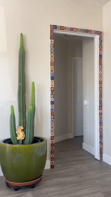 Tiled Doorway Entrance, Tiles Around Door Frame, Tiled Door Frame, Tile Around Door Frame, Arched Doorways Interior Decor, Door Frame Art, Tile Door Frame, Tiled Doorway, Contact Paper Door