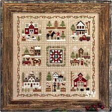 Farmhouse Christmas complete from Little House Needleworks -- click to see more Cross Stitch Store, Little House Needleworks, Linen Stitch, Stitch Shop, Cross Stitch Finishing, Needle Book, Cross Stitch Samplers, Cross Stitch Patterns Christmas, Cross Stitch Christmas