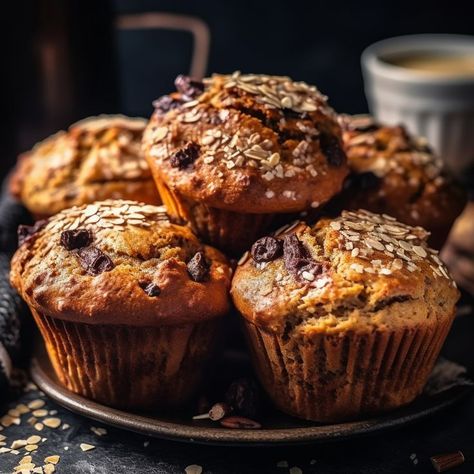 Hearty and nutritious muffins packed with oats, flax and chia seeds, spiced with cinnamon and nutmeg, and sweetened with dates. Perfect for breakfast on-the-go! #healthy #recipe #breakfst #flax Flax Seed Muffins, Date Muffins, Flax Muffins, Oat Fiber, Oat Muffins, Date Recipes, Breakfast On The Go, Breakfast Muffins, Healthy Gluten Free