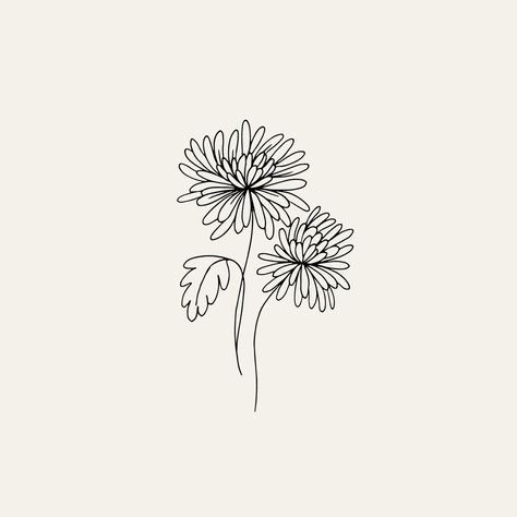 Crisanthiums Flower Drawings, Crysanthemum Tattoo Bouquet, Minimal Chrysanthemum Tattoo, Small Line Work Flower Tattoo, Drawing Of Chrysanthemum, November Flower Drawing, Chrysanthemums Flower Tattoo, Chrysanthemum Bouquet Drawing, November Flower Tattoo Simple