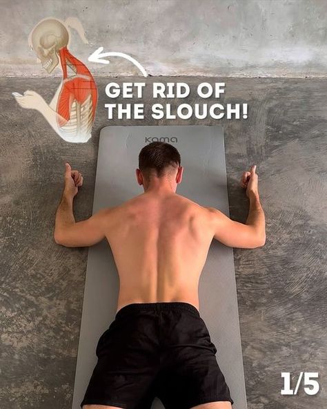 Viktor Makarin on Instagram: "Are you slouching? Take these exercises! The set of exercises is aimed at strengthening the muscles of the back.

1️⃣ Bring the shoulder blades together, raise the thumbs and elbows up. With this exercise, we strengthen the rhomboid muscles and the posterior bundle of the deltoid muscles.
10x2. Alternate approaches for variety.

2️⃣ Tilt your back to the side and spread your arms. We strengthen the muscle that straightens the spine and the entire upper girdle
10x2

3️⃣ Pendulum with elbows. This is a difficult exercise for beginners, but if you do it several times, you will feel all the muscles of your back 😌
10x1

4️⃣ Rotation by hands. In the previous training session, I analyzed this exercise in detail. Here we do not just rotate our arms, but unfold our s Upper Back Strengthening Exercises, Rhomboid Exercises, Surfer Workout, Forward Head Posture Exercises, Forward Head Posture, Neck Pain Relief, Posture Exercises, Body Scanning, Better Posture