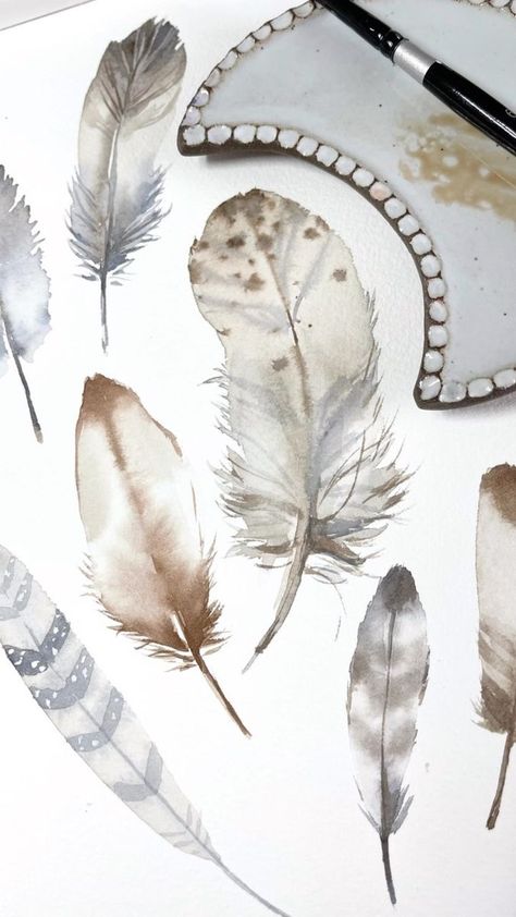 Katrina Pete on Reels | James Quinn · Dreamer's Path Feather Tutorial, Painting Feathers, Pencil Inspiration, Teaching Watercolor, Watercolor Beginner, Watercolor Feather, Watercolor Subjects, Watercolor Lessons, Watercolor Sketching And Journaling