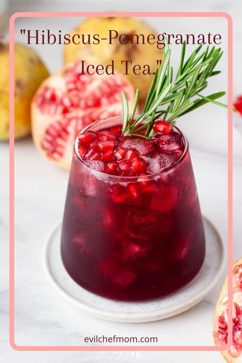 Herbal Iced Tea, Hibiscus Drink, Peppermint Martini, Pomegranate Margarita, Pomegranate Tea, Hearty Recipes, Classic Margarita Recipe, Christmas Party Drinks, Homemade Syrup