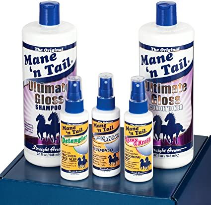 Amazon.com : Mane 'n Tail Ultimate Gloss Shampoo and Conditioner 32 Ounce Each with 4 OunceDetangler Spray, Spray 'n White, Spray'n Braid : Sports & Outdoors Mane And Tail Shampoo, Horse Mane, Body Shampoo, Detangler Spray, Toning Shampoo, Mane N Tail, Perfect Coat, Travel Bottles, Grooming Kit