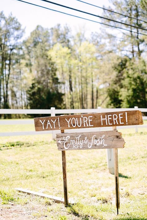 Photography: Anna Routh Photography - annarouthphoto.com  Read More: http://www.stylemepretty.com/2015/06/19/colorful-spring-north-carolina-farm-wedding/ Fun Signage, Backyard Wedding Ceremony, Wedding Signs Diy, May Weddings, Wedding Set Up, Future Wedding Plans, Mom Wedding, Outdoor Wedding Decorations, Wedding Welcome Sign