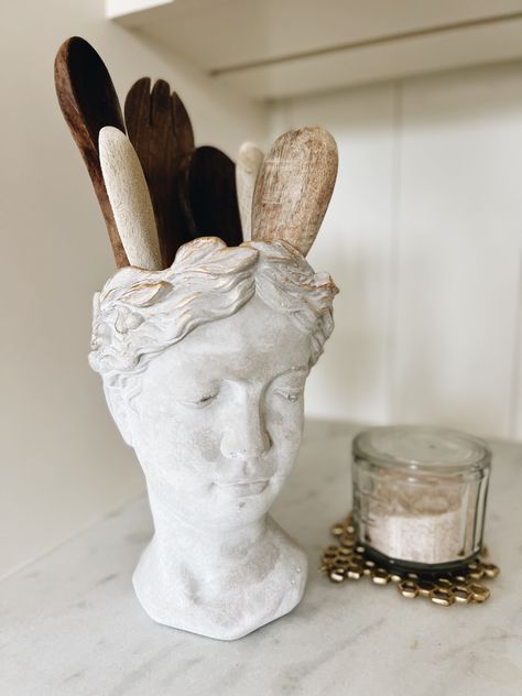 Grecian Bust Pot curated on LTK Grecian Bust Pot, Grecian Bust Decor, Decorating With Busts, Greek Bust Decor, Grecian Kitchen, Grecian Decor, Roman Home Decor, Roman Decor, Booth Aesthetic