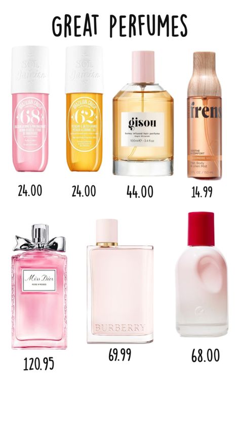 Perfumes that smell great! And last ALL day Smell Good All Day, Seductive Perfume, Makeup Bag Essentials, Fragrances Perfume Woman, Perfume Collection Fragrance, Perfume Scents, Smell Amazing, Hair Perfume, Perfume Lover