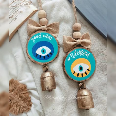 Ideas With Clay, Evil Eye Hanging, Evil Eye Decor, Zen Circle, Evil Eye Wall Hanging, Birthday Room Decorations, Evil Eye Art, Abstract Tree Painting, Handmade Evil Eye