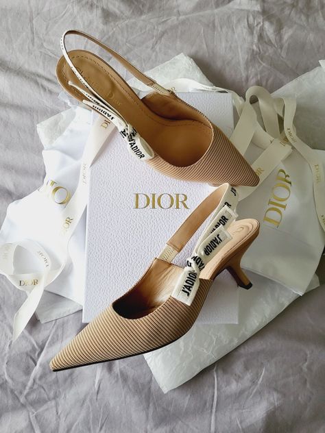 Dior J'Adior Slingback Pumps in Nude Technical Fabric Beige Kitten, Dior Fabric, Dior Slingback, Kitten Heel Slingbacks, Ribbon Flats, Fabric Sandals, Elegant Pumps, Kitten Heel Shoes, Slingbacks