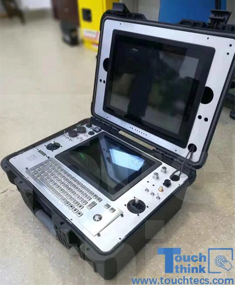 Touch Think industrial all in one panel PC used in portable box as rugged panel PC. All In One Pc, Raspberry Pi Projects, Starship Design, Portable Computer, Drone Design, Video Game Rooms, New Technology Gadgets, Pi Projects, Unmanned Aerial Vehicle