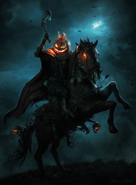 ArtStation - The Legend of Sleepy Hollow , Gabriel Tanko Halloween Fantasy Art, Dullahan Art, Halloween Monsters Art, Headless Horseman Art, Sleepy Hollow Headless Horseman, Helloween Wallpaper, Halloween Creatures, The Legend Of Sleepy Hollow, Legend Of Sleepy Hollow