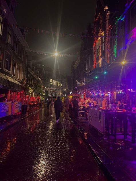 Amsterdam Nightlife Aesthetic, Amsterdam City Aesthetic, Amsterdam Party Aesthetic, Amsterdam Night Life, Netherlands Nightlife, Amsterdam Clubs, Amsterdam Aesthetic Night, Villages Aesthetic, Nightlife Europe