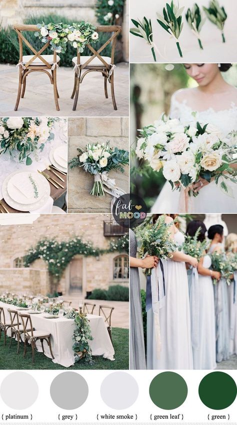 A green wedding - Romantic,ethereal & absolutely timeless. Shades of green colour will complement your spring / summer theme and will definitely look great Wedding Themes Outdoor, Wedding Color Scheme, Wedding Color Palettes, Wedding Themes Spring, Wedding Themes Summer, Eucalyptus Wedding Invitation, Green Wedding Colors, Flowers And Greenery, Summer Wedding Colors