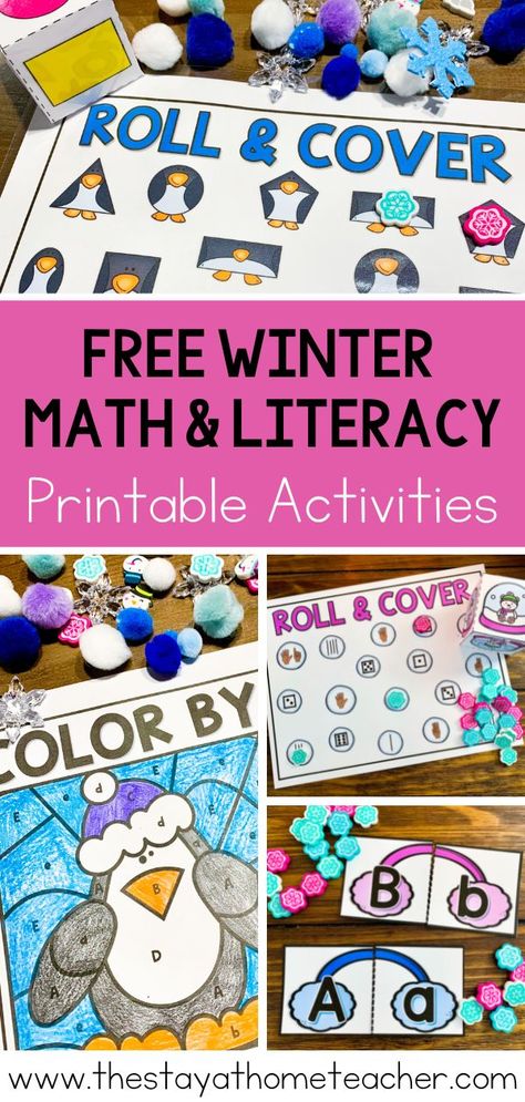 Winter Centers Kindergarten, Free Winter Activities, Winter Activities For Preschool, Free Winter Printables, Penguins Kindergarten, Winter Animals Preschool, Winter Centers, Winter Printables Free, Winter Math Centers