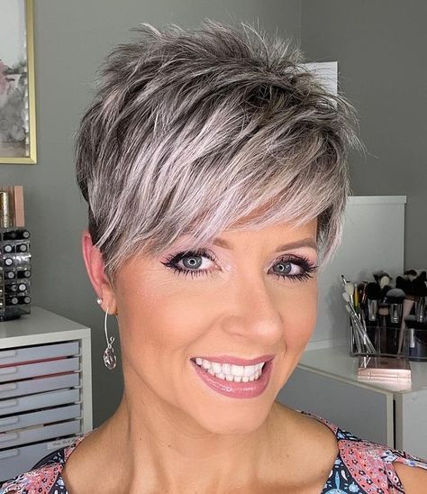 14 Short Pixie Haircuts for Women Over 50 Short Gray Pixie Haircuts Over 50, Short Grey Hair Over 60, Short Pixie Haircuts For Women, Over 40 Hairstyles, Pixie Haircuts For Women, Haircuts For Women Over 50, Short Grey Hair, Stylish Haircuts, Very Short Hair