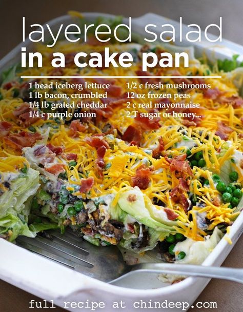 The Tipsy Housewife Seven Layer Salad, Layered Taco Salad In A Cake Pan, Valentine Salad Recipes, Layered Salad Recipes Easy, Overnight Salad Layered, Layered Lettuce Salad, Layered Salad With Peas, Layered Salads, Salad Coleslaw