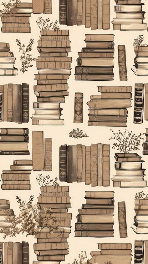 Book Pattern Design, Brown Book Wallpaper, Brown Designer Aesthetic, Aesthetic Stickers Printable Vintage Brown, Books Background Aesthetic, Vintage Stickers Printables Brown, Vintage Book Stickers, Collage Book Ideas, Book Pattern Wallpaper