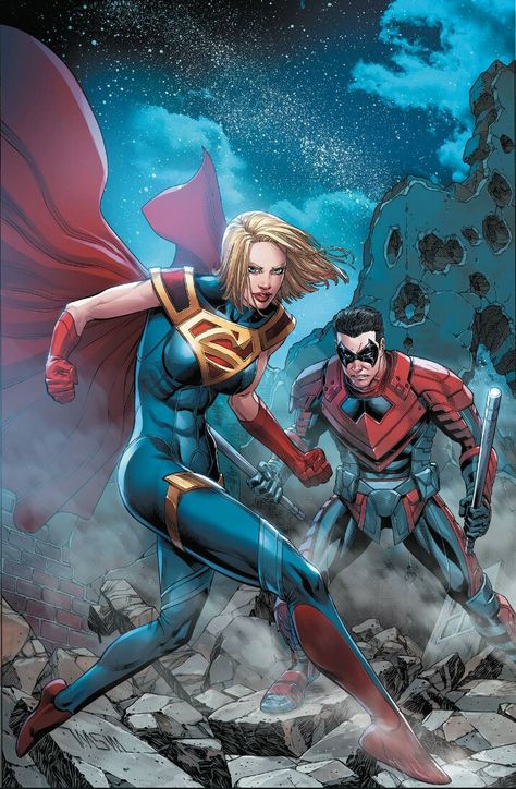 Supergirl (Injustice) and Nightwing (Damian Wayne) Dc Injustice, Dc Artwork, Dc Wallpaper, Supergirl Comic, Super Family, Injustice 2, Superman Family, Teen Titan, Super Man