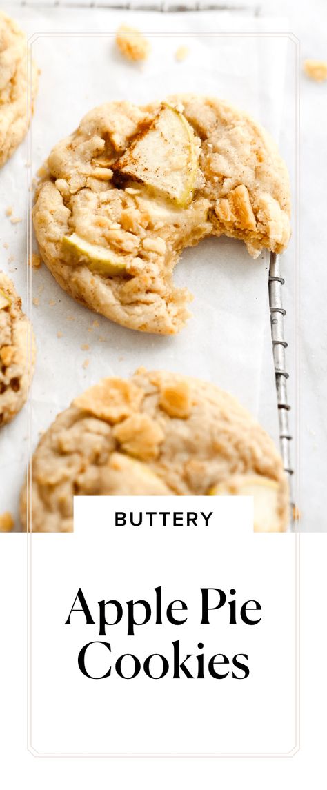 Apple Pie Crust Cookies, Dried Apple Cookies, Apple Pie Cookies Easy, Best Cookie Recipes Ever, Carmel Apple Cookie Recipes, Smash Cookies, Apple Pie Cookies Recipe, Apple Pie Cookie, Apple Pie Cookie Recipe