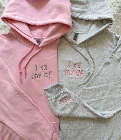 wanna get matching hoodies?🤭💕 This gift is something they will wear forever & when they wear it they’ll be reminded of how much love & appreciation you have for them🫶🏼 Which set is your favorite?💫 SHOP NOW~Link in bio<3 ~~ #anniversary #anniversarygift #gift #embroiderymachine #embroidery #custominitials #asmr #embroideryasmr #SmallBusiness #bfgiftideas #gfgiftideas #boyfriendgiftideas #girlfriendgiftideas #matchingcouplesoutfits #matchingcouples #matchingcouplehoodies #matchingbesties ... Boyfriend Hoodie Embroidery, Embroidered Sweatshirt For Boyfriend, Embroidered Couples Hoodies, Custom Embroidered Sweatshirt Couple, Embroidered Anniversary Hoodie, Matching Hoodies For Couples, Matching Hoodies, Bf Gifts, Custom Initials