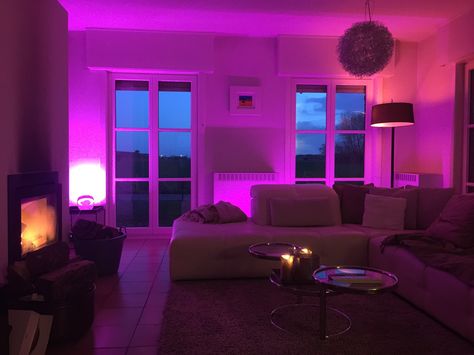 Trippy House, Beautiful Houses Inside, College Room Decor, Room Dark, Neon Room, Future Apartment Decor, Room Goals, Philips Hue, Dream House Rooms