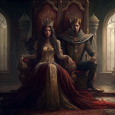 Fantasy King And Queen Art, King And Queen Art Couple, Bow Before The Elf Queen Fanart, King And Queen Aesthetic Couple, Royalty Fantasy Art, Medieval King And Queen, King And Queen Aesthetic, Queen Poses Reference, King And Queen Art