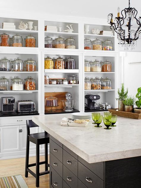 Expert Kitchen Design : Rooms : Home & Garden Television  ?http://www.hgtv.com/kitchens/expert-kitchen-design/pictures/index.html#soc=pinfave Organiser Cucina, Open Pantry, Cabinet Shelves, Desain Pantry, Kitchen Farmhouse, Pantry Design, Pantry Storage, Decor Minimalist, Open Kitchen