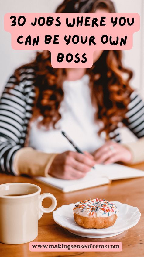 30 Jobs Where You Can Be Your Own Boss. Want to work for yourself? Here are the 30 best jobs where you can be your own boss and be self-employed. These jobs can be from home and flexible! Work For Yourself, Best Jobs, Virtual Assistant Jobs, Self Employed, Create Ads, Earn Extra Cash, Own Boss, Side Money, Be Your Own Boss