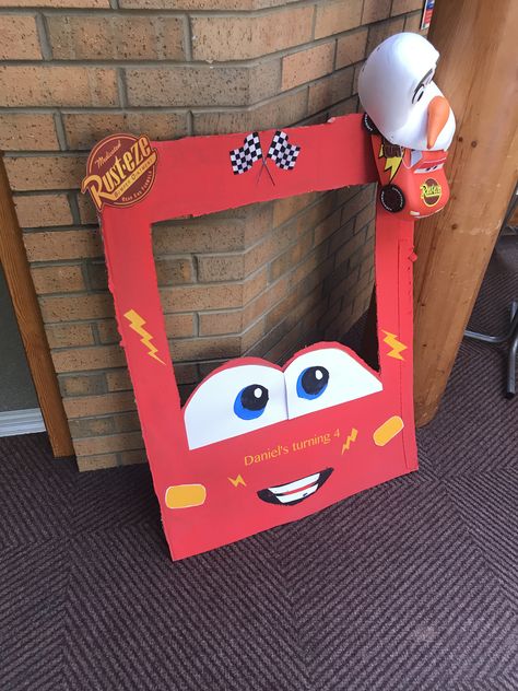 Lightning Mcqueen Craft, Cars Theme Decorations, Lightening Mcqueen 4th Birthday Party, Disney Cars Party Decorations, Lightning Mcqueen Trunk Or Treat, Lightning Mcqueen Promposal, Lightening Mcqueen 3rd Bday, Lighting Mcqueen Birthday Party Ideas, Disney Cars Birthday Decorations