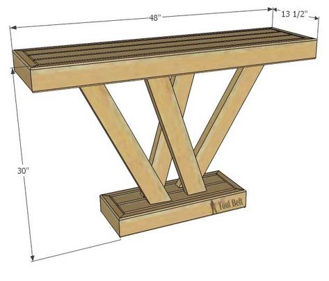 2x4 Console Table - Her Tool Belt Woodworking Outdoor Furniture, 2x4 Lumber, Table For Entryway, Unique Console Table, Rustic Console Table, Rustic Console, Wood Projects Plans, Rustic Console Tables, Entry Tables